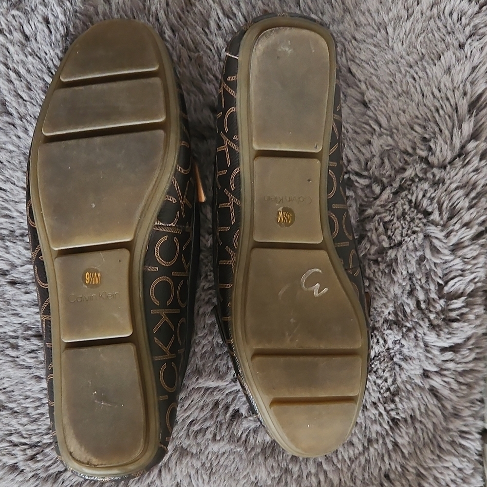 Calvin Klein Women's Black Logo Loafers with Gold Accent - Picture 3 of 5